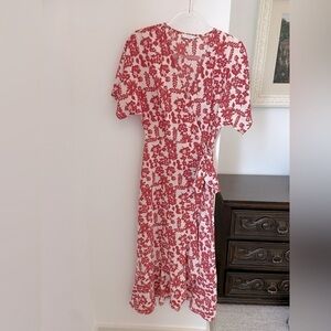 Lush Floral Wrap Maxi MIDI Dress short sleeve small